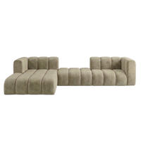 ECKSOFA Modulares In L-Form, Velvet-Stoff Riviera, Beige, Links, GRAND 319 cm - Beige, Holz (319/175cm) - Kaiser Möbel