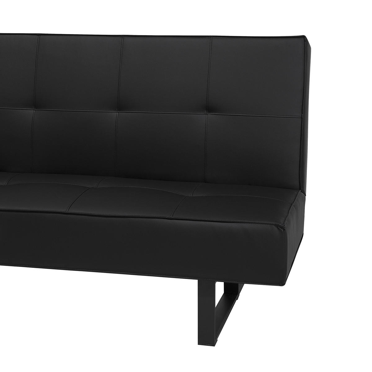 3-SITZER-SCHLAFSOFA Kunstleder Schwarz Derby - Schwarz, Kunststoff/Textil (189/85/88cm) - Beliani