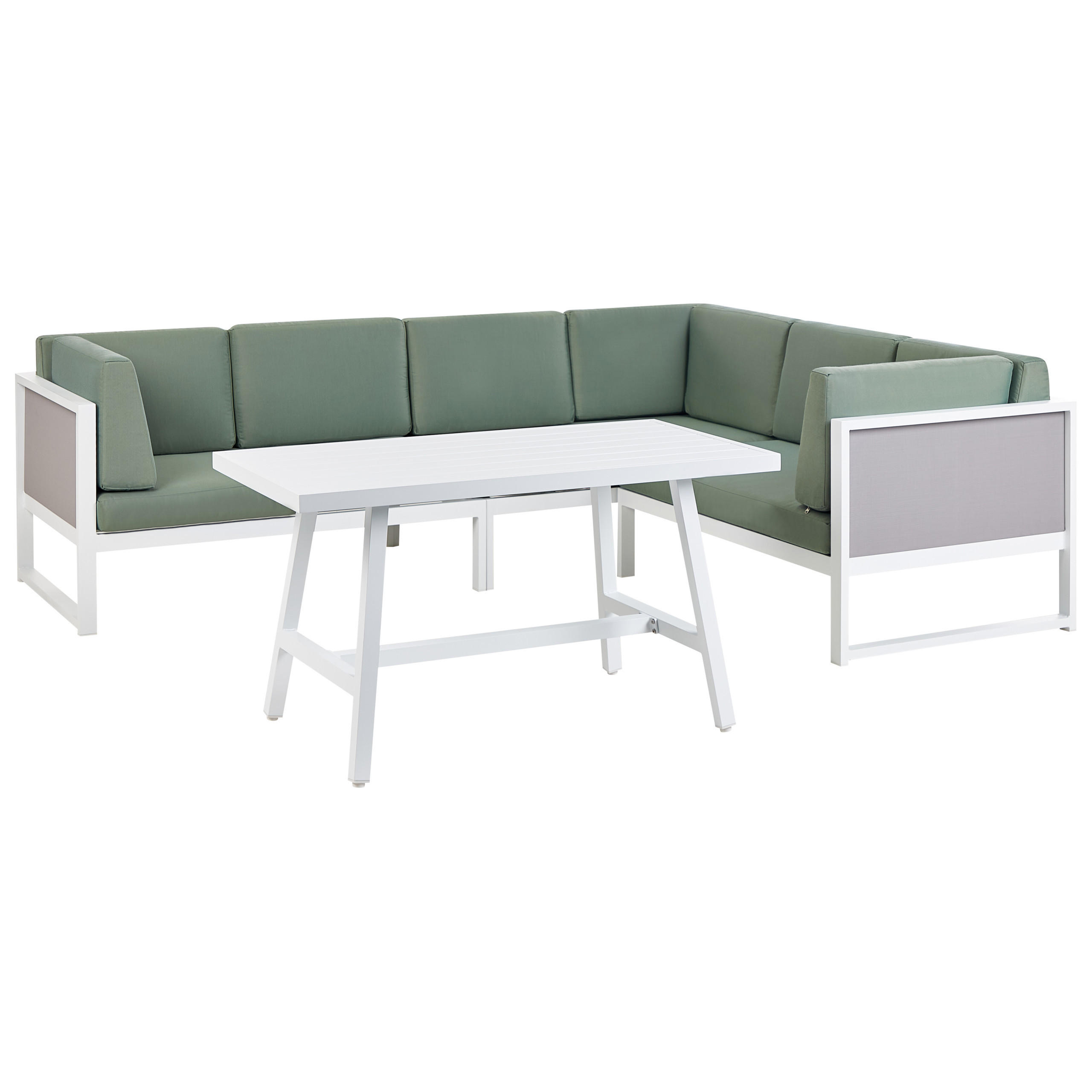 LOUNGE-SET Aluminium Grün Castella - Weiß/Grau, Metall - Beliani