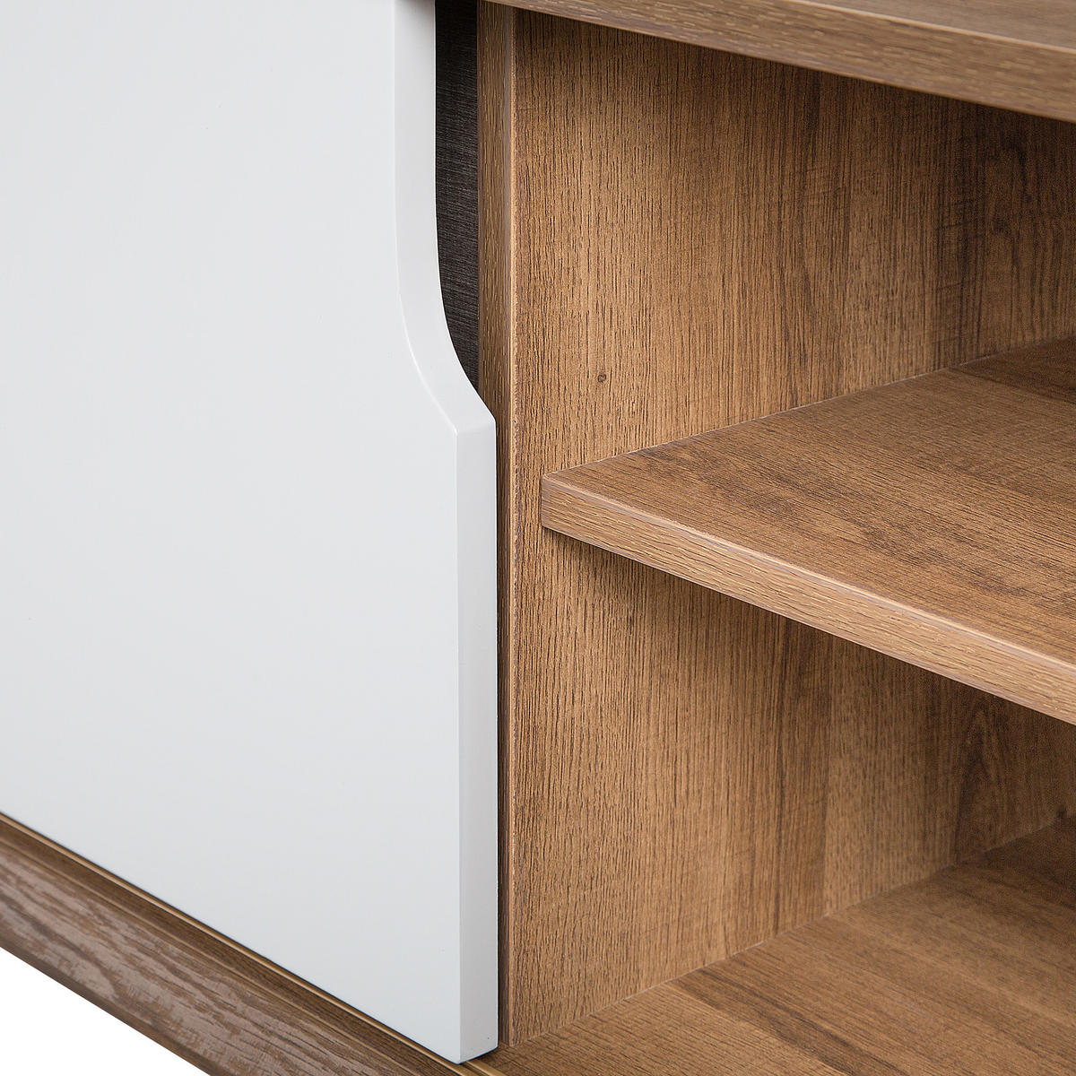 TV-MÖBEL Weiß, Hellbraun, Braun ACTON 42/147/56 cm - Weiß, Holzwerkstoff (147/56/42cm) - Beliani