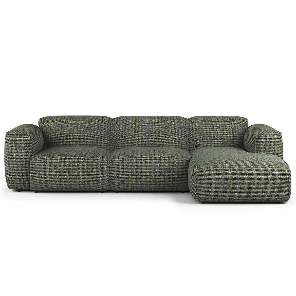 3-SITZER ECKSOFA mit Longchair - Schwarz/Grün, Kunststoff/Textil (284/173cm) - home24