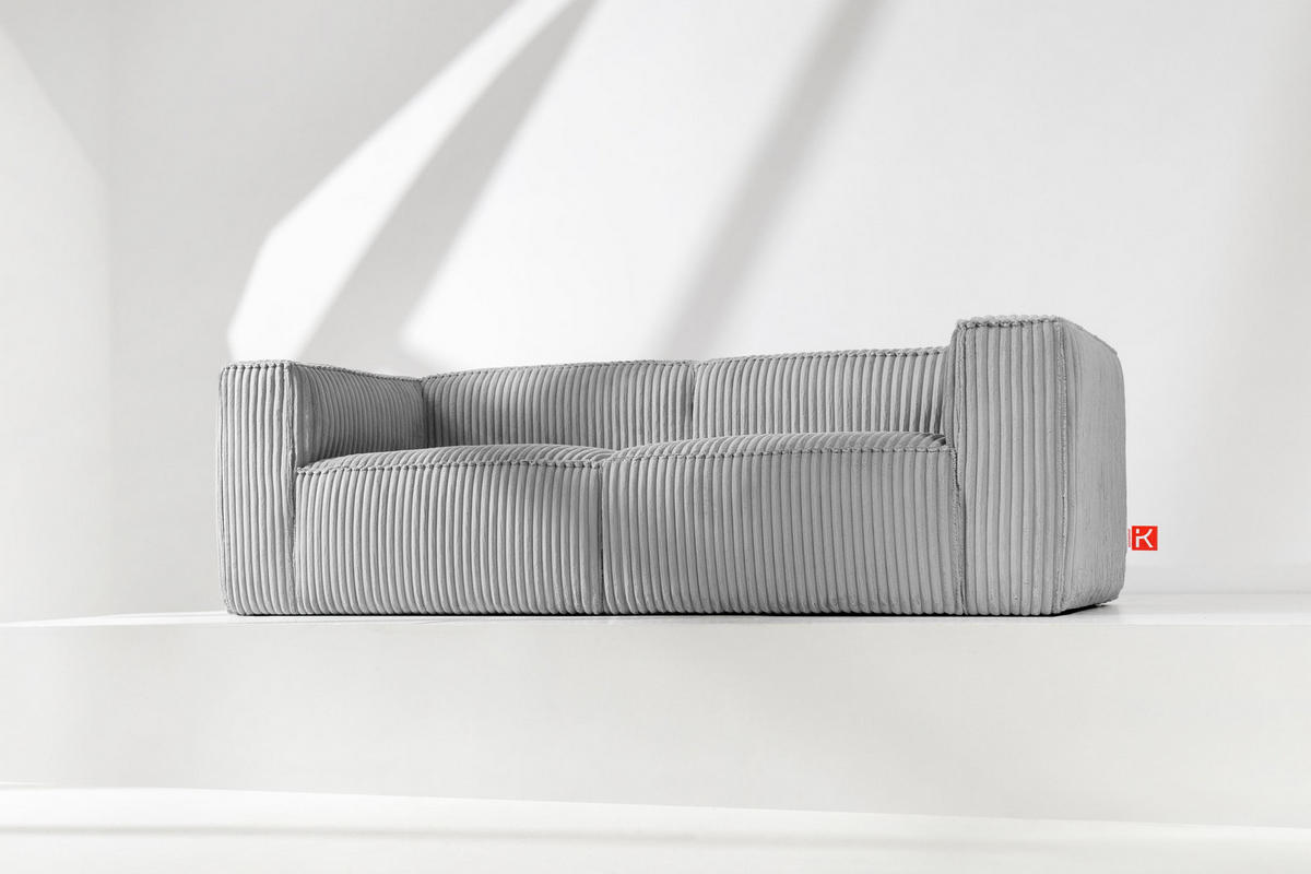 3-SITZER-SOFA FEROX Modern, Cord-Stoff, hellgrau - Hellgrau, Textil (246/73/96cm) - KONSIMO®