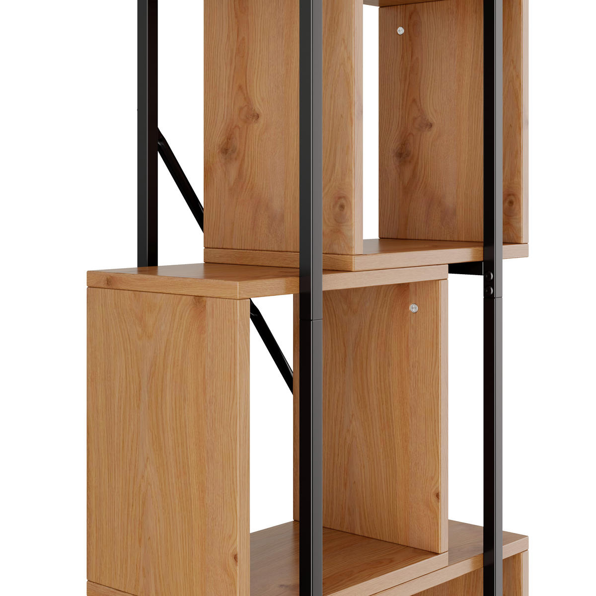 REGAL 59cm Metall MDF 4 Fächer Stapeldesign modern - Braun, Holzwerkstoff (59/180/30cm) - FLIEKS