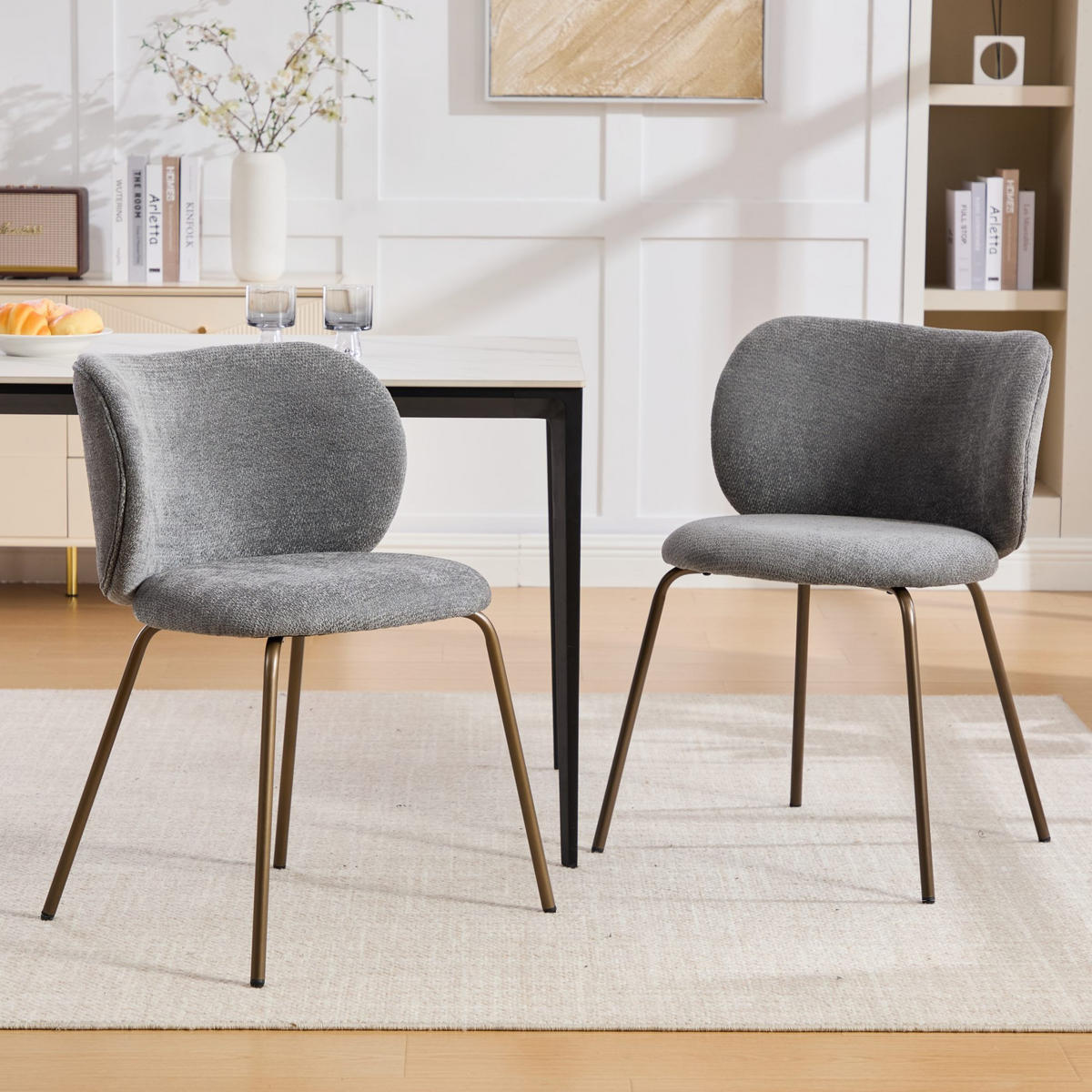 STUHL-SET DE-36344 2 Stück mit Bronzemetallbeinen Grau - Grau, Metall (52/80/46.5cm) - ComfortXL