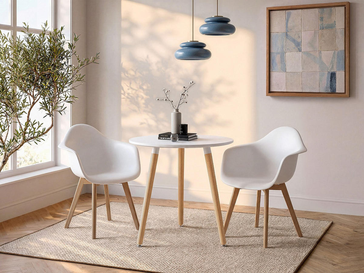 ESSTISCH - 2 Personen - holz - weiß Rolena - Weiß, Holz (70/70/73cm) - Vente-Unique
