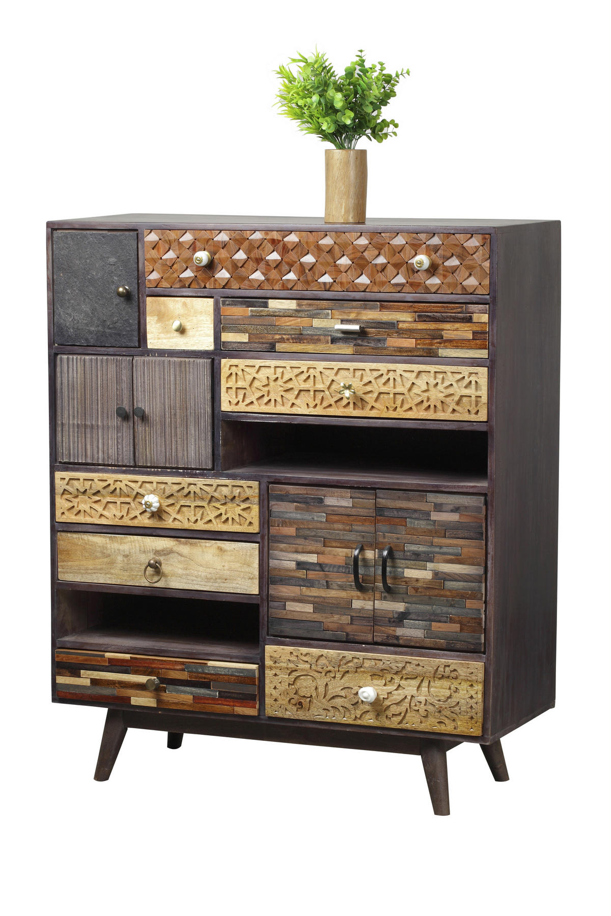 KOMMODE Arvid Holz Mehrfarbig 121x100x40cm - Multicolor, Holz (100/121/40cm) - DELUKE
