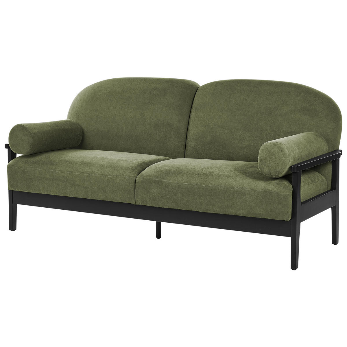 3-SITZER-SOFA Stoff Grün Pilarne - Schwarz/Grün, Textil (191/88/84cm) - Beliani