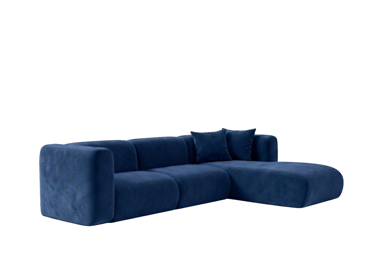 ECKSOFA L-Form, Velvet-Stoff Bluvel, Tintenblau, Rechts, GRETA - Blau, Holz (318/179cm) - Kaiser Möbel
