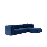 ECKSOFA L-Form, Velvet-Stoff Bluvel, Tintenblau, Rechts, GRETA - Blau, Holz (318/179cm) - Kaiser Möbel