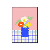 POSTER mit Rahmen Affordable Art Prints x Maren Gross - Happy Daisy - Multicolor/Schwarz, Holz/Papier (70/100cm) - Poster&Frame