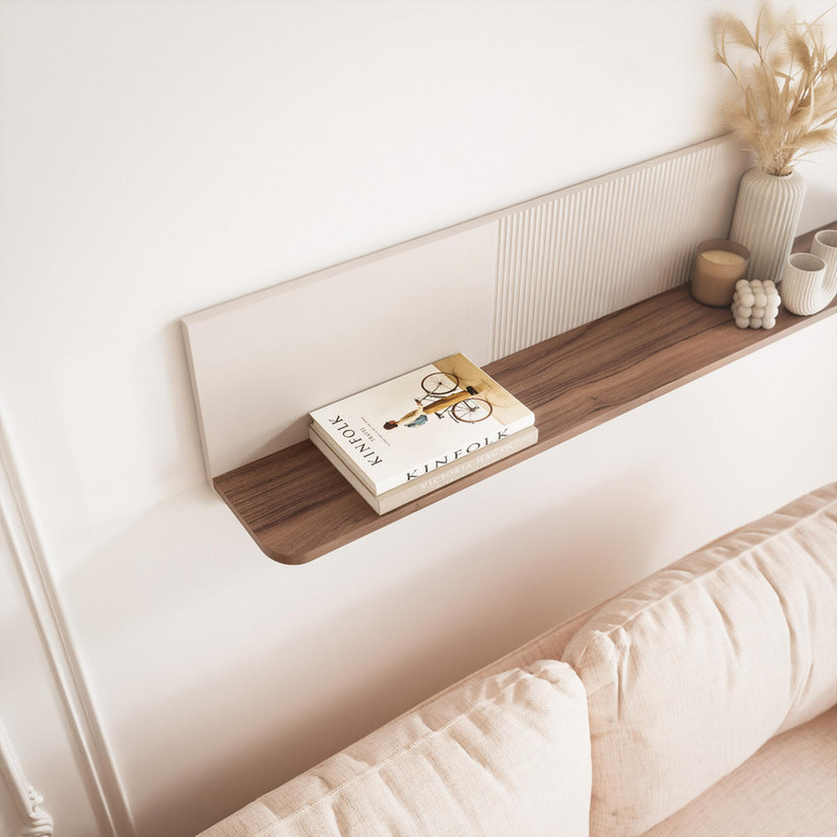 HÄNGEREGAL NAVANI 120 cm – Kaschmir / Nussbaum - Kaschmir/Nussbaumfarben, Holzwerkstoff/Metall (120/30/22cm) - Idohome