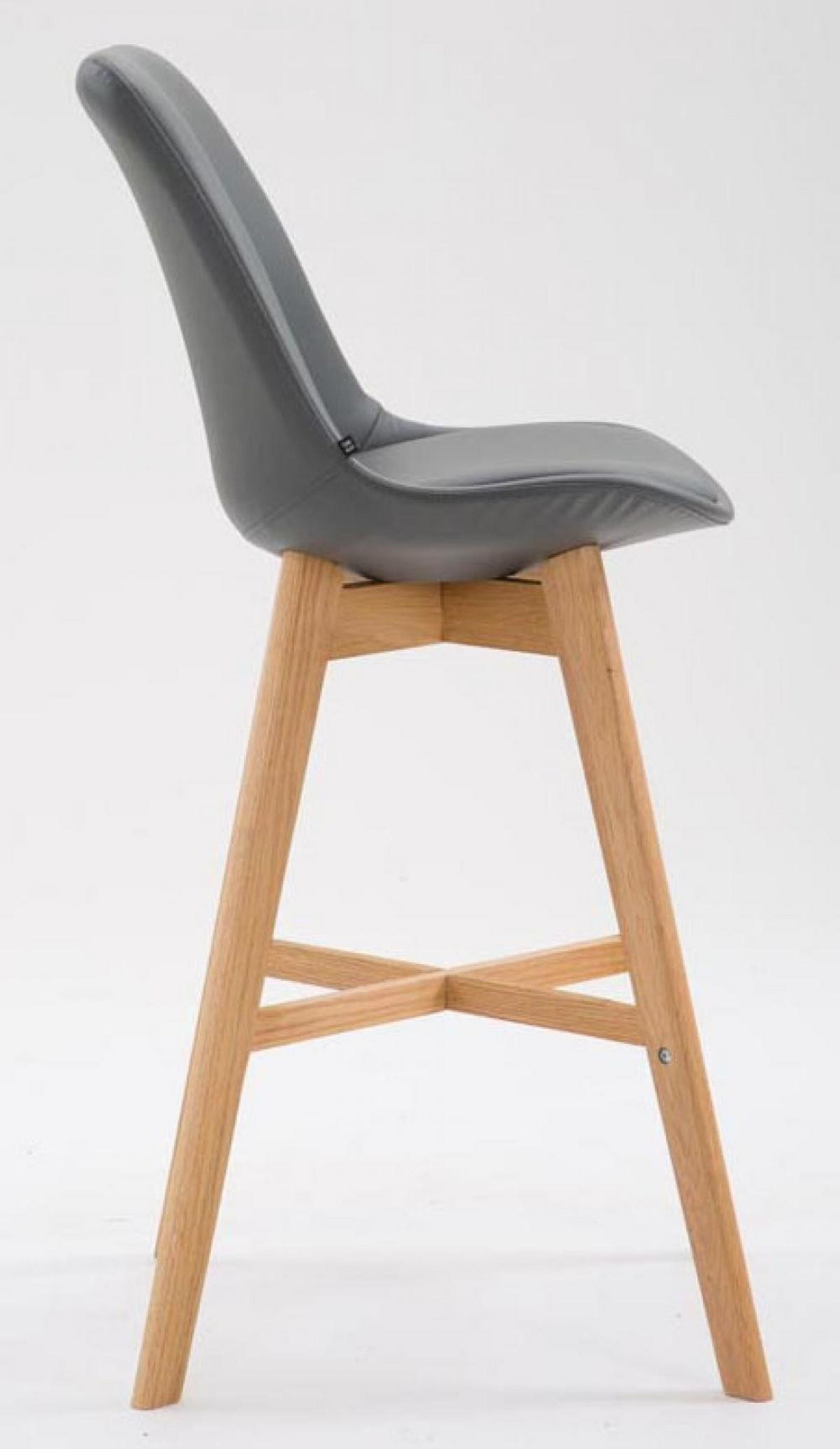 BARHOCKER 2er Set Lederlook grau - Eukalyptusholzfarben/Grau, Holz/Textil (48/112/56cm) - CLP