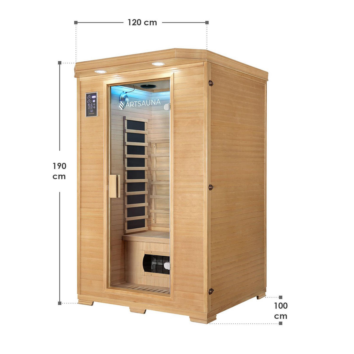 INFRAROTKABINE Oslo mit Triplex-Heizsystem & Hemlockholz - Naturfarben, Holz (120/190/100cm) - Artsauna