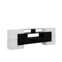 TV-ELEMENT200X35X60CM HochglanzWeißSchwarz LEDBeleuchtung Glasoberfläche - Weiß, Holz (41.5/37.2/63.2cm) - Raelunyi