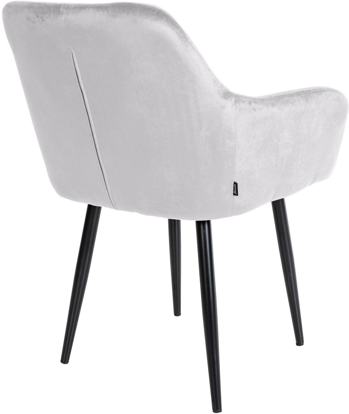 ARMLEHNENSTUHL Samt grau - Schwarz/Grau, Textil/Metall (59/82/62cm) - CLP