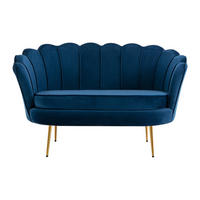 SOFA ohne Schlafmöglichkeit - 2 Personen - Samt, Stoff - Marineblau - - Dunkelblau, Textil (124/78/73cm) - Vente-Unique