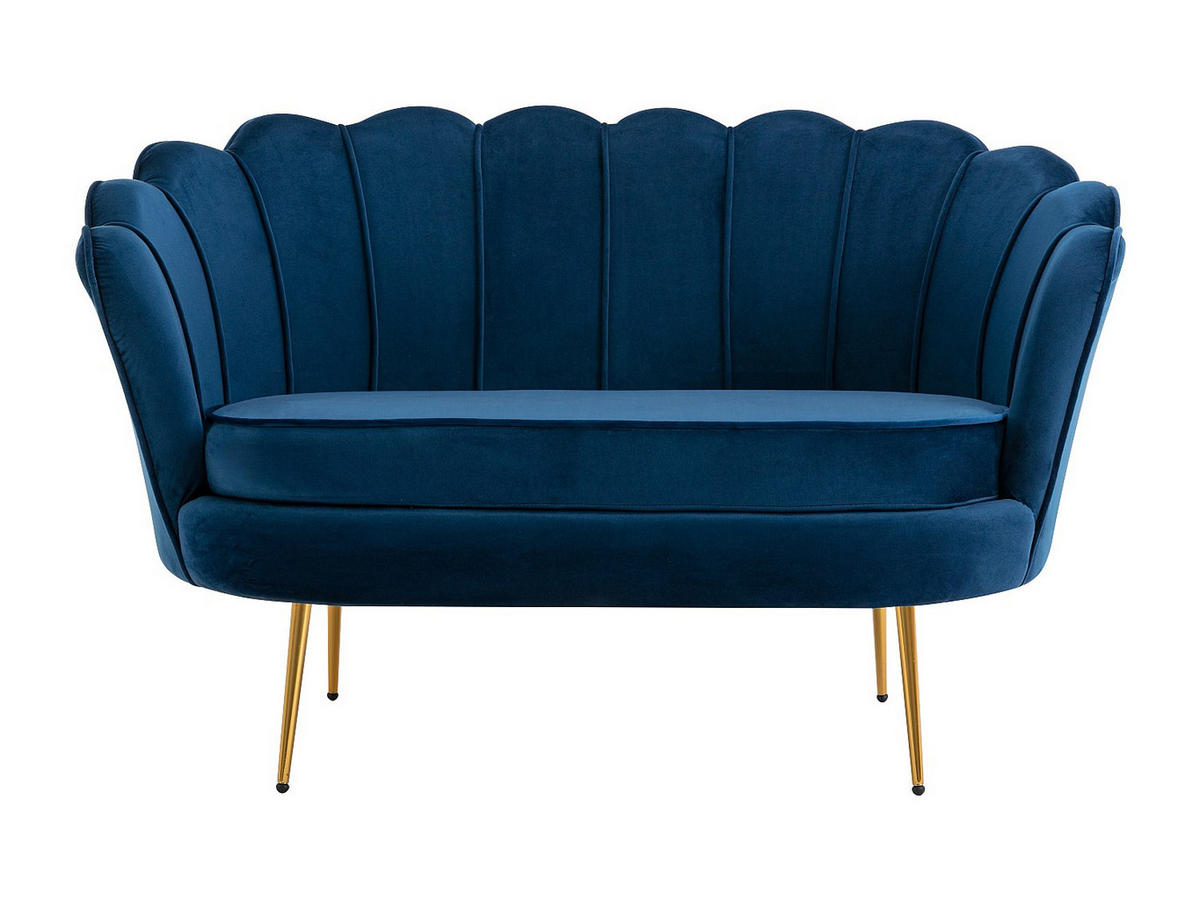 MUSCHELSOFA 2-Sitzer - Samt - Dunkelblau - DANDELION - Blau, Textil (124/78/73cm) - Pascal Morabito