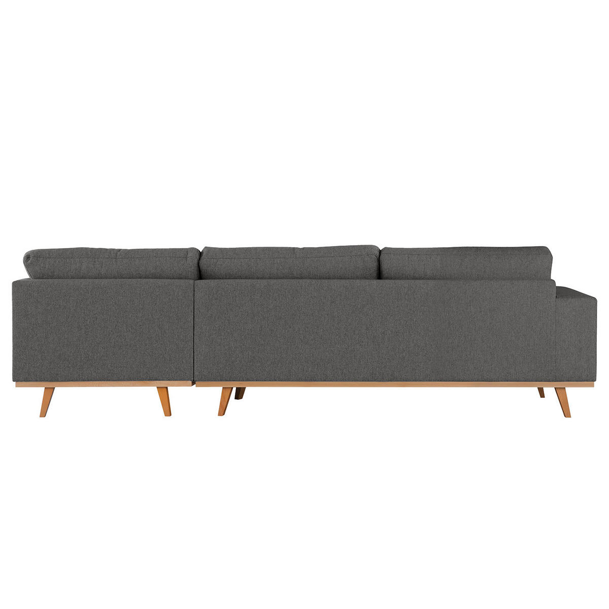 ECKSOFA mit Longchair - Dunkelgrau/Buchefarben, Buchenholz/Textil (281/153cm) - home24
