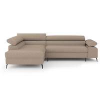 ECKSCHLAFSOFA Mellow mit Bettkasten, Hellbraun, links - Hellbraun/Schwarz, Textil (270/205cm) - Beautysofa