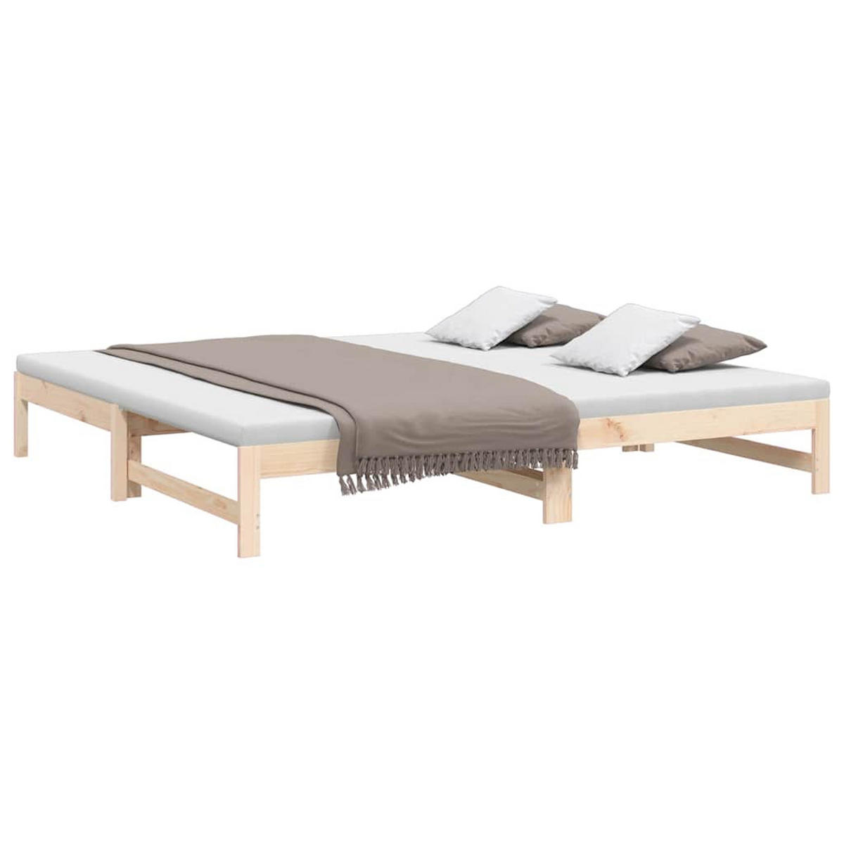 TAGESBETT Ausziehbar 80/200 Cm Massivholz Kiefer - Braun, Textil (80/200cm) - vidaXL