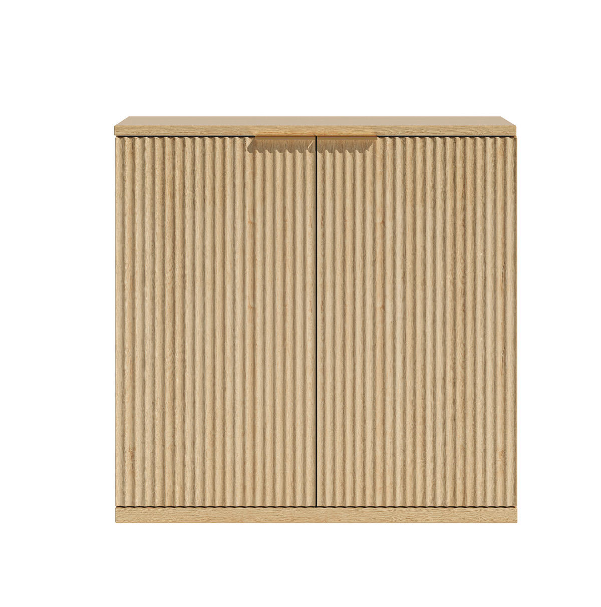 SIDEBOARD 80/40/80 cm Eiche aus MDF mit Faltenfront und Griff - Eichefarben, Holzwerkstoff (40/80/80cm) - OKWISH