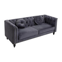 SOFA 3-Sitzer - Samt - Anthrazit - TURNER - Anthrazit, Textil (190/79/77cm) - Vente-Unique