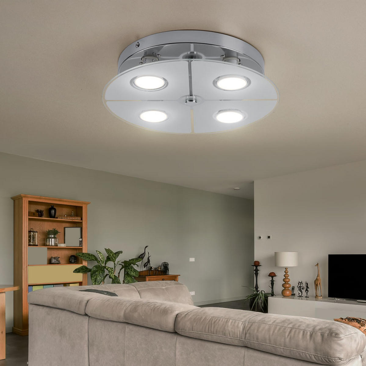 LED DECKENLEUCHTE RENE Metall Silber 2er Set - Silberfarben, Glas (30/30/7.5cm) - Globo Lighting