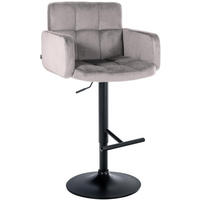 BARHOCKER Lausanne Samt schwarz grau - Hellgrau/Schwarz, Textil/Metall (60/113/56cm) - TPFLiving