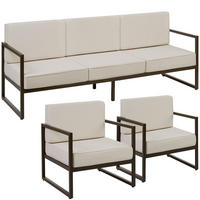  GARTEN-LOUNGESET  comosa, höhenverstellbare Füße,braun/beige - Beige/Braun, Kunststoff - tectake