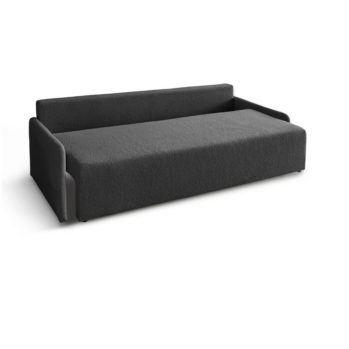 Schlafsofa CUDDLE mit Schlaffunktion und Bettkasten, Quelle 92 - Dunkelgrau, Textil (207/90/90cm) - Lookway