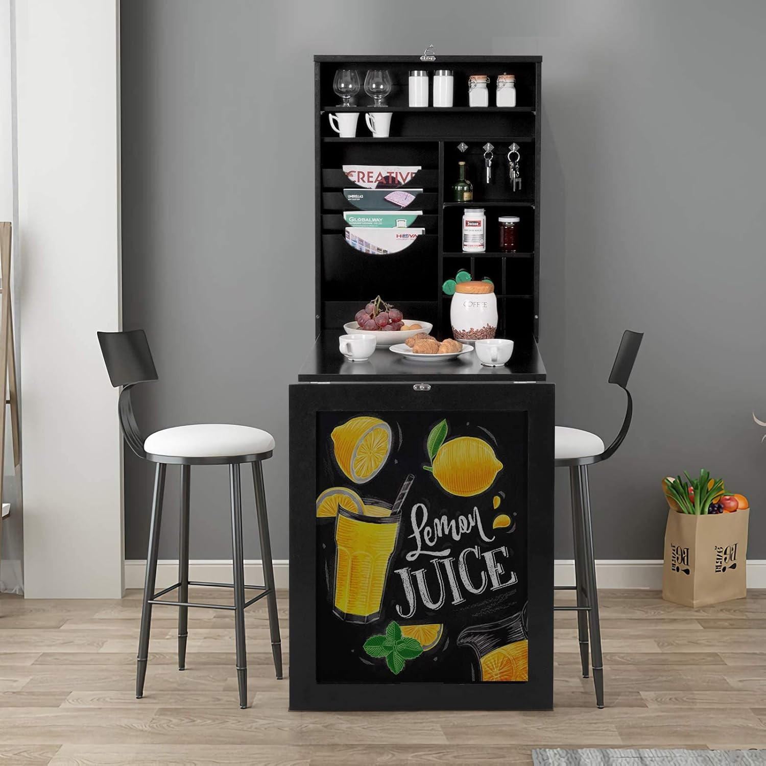 WANDTISCH 76cm Schwarz - Schwarz, Holz (60/76/60cm) - COSTWAY