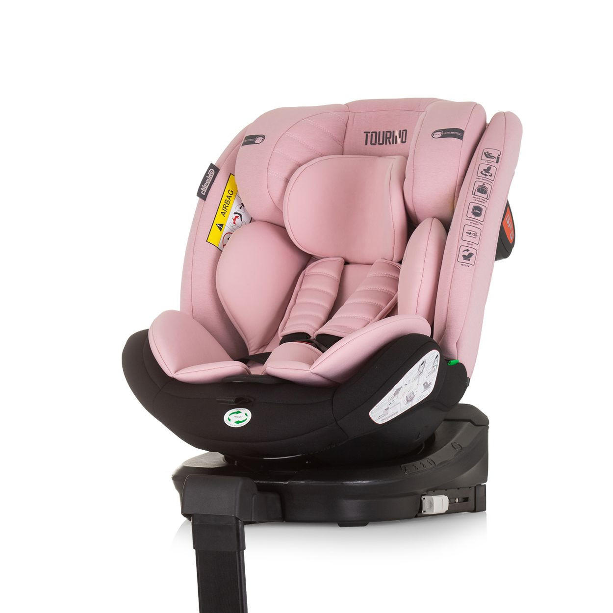 KINDERSITZ Tourino i-Size (40-150cm) rosa Isofix, höhenverstellbar, Stützbein, drehbar - Rosa, Kunststoff (46/78/49cm) - Chipolino