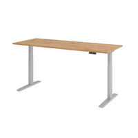SCHREIBTISCH elektrisch XMKA 80/200/74 cm in Wildeiche/Silberfarben - Wildeiche/Silberfarben, Holzwerkstoff (80/200/74cm) - bümö