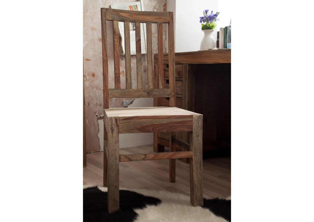 STUHL Massivholz 45 x 45 x 100 cm grau NATURE GREY #121 - Grau, Holz (45/100/45cm) - Massivmoebel24