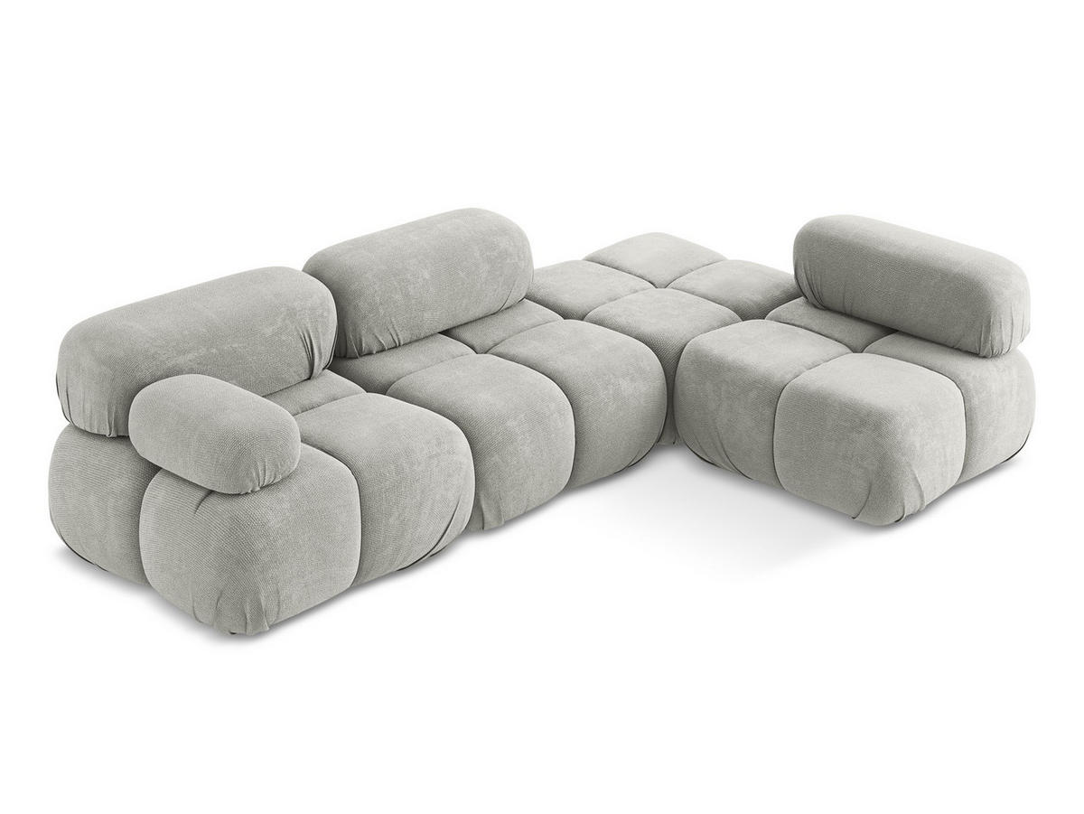 ECKSOFA Rechts Chenille Stoff Grau - Hellgrau/Schwarz, Kunststoff/Textil (285/190cm) - Makamii