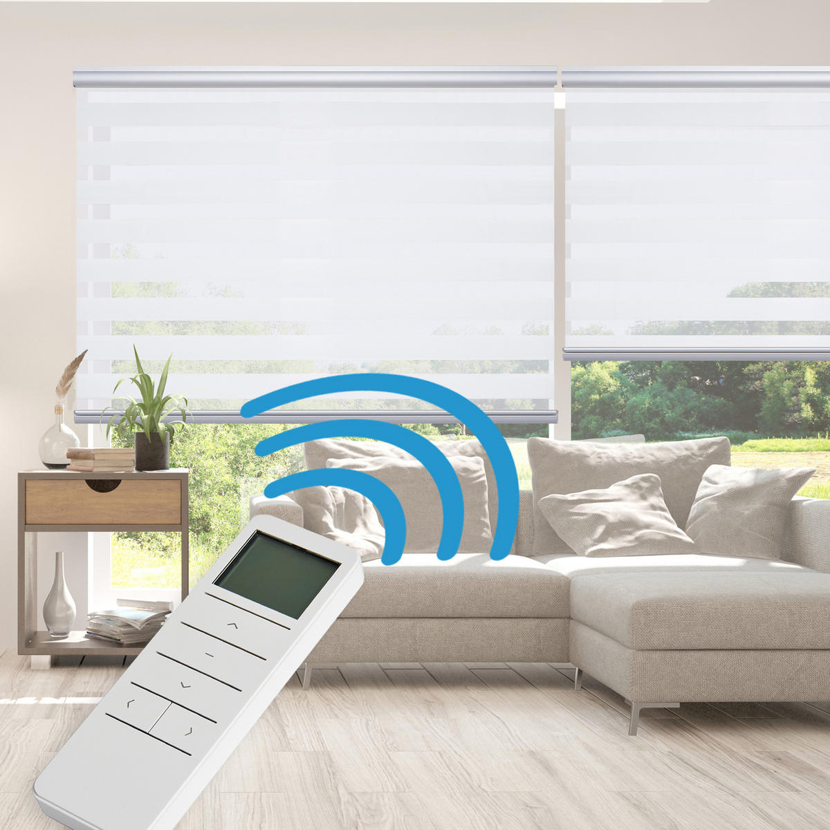 DOPPELROLLO Motorisiertes Weiß 200x250 cm - Weiß, Kunststoff (200/250cm) - STORESDECO