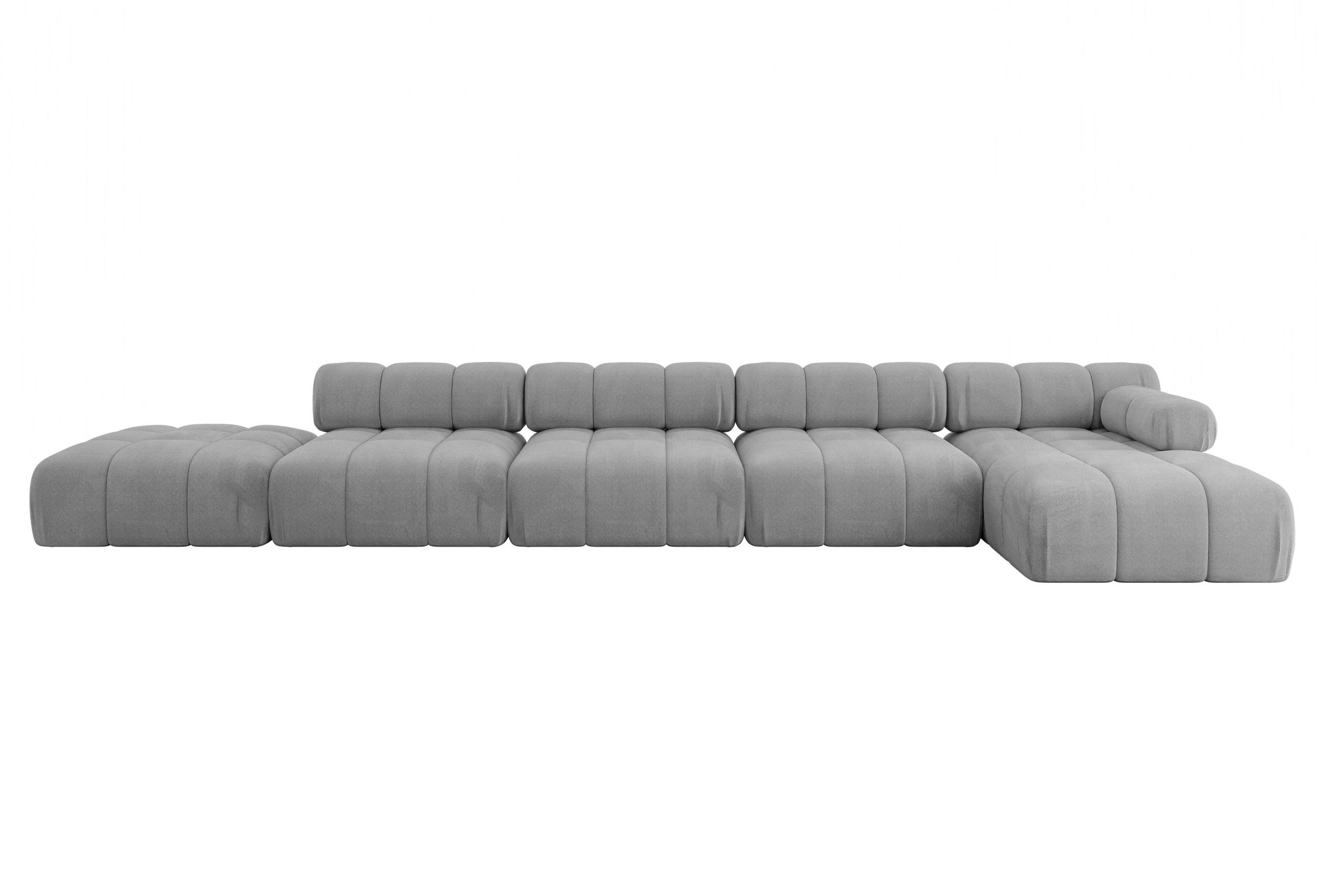 ECKSOFA modulares Sofa Lizur-L3 - 475x160x70 cm Hellgrau Velours - Hellgrau, Holzwerkstoff/Textil (475/160cm) - ALTDECOR