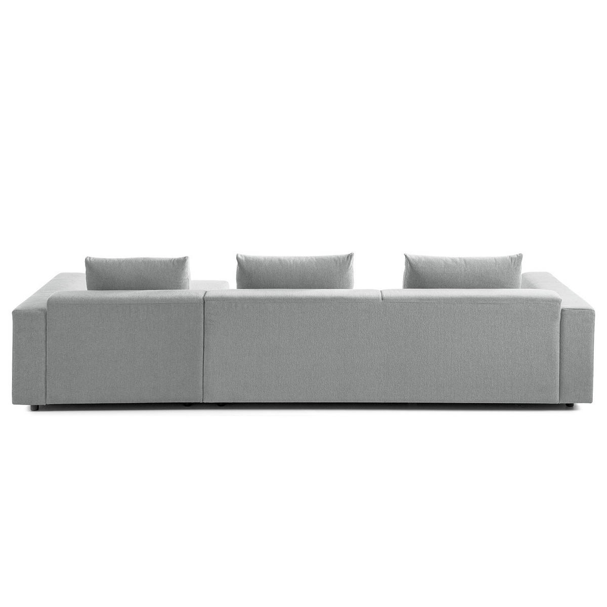 3-SITZER ECKSOFA mit Longchair - Webstoff - Hellgrau/Schwarz, Kunststoff/Textil (320/170cm) - home24