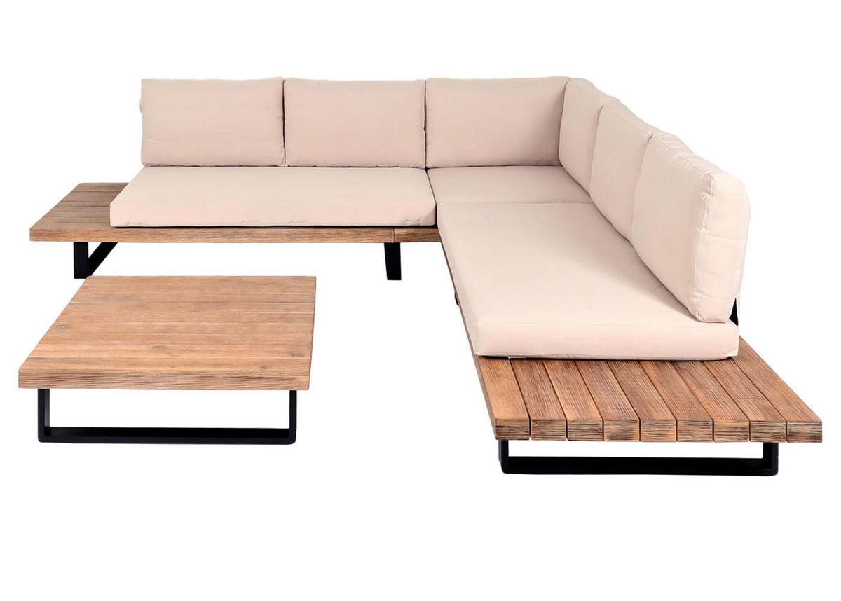 GARTENGARNITUR mit Sessel Hellbraun Beige - Braun, Holz - PROREGAL