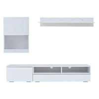 TV-WOHNWAND-SET 175/39/34 cm Weiß mit LED-Beleuchtung und Hochglanz - Weiß, Holzwerkstoff (175/34/39cm) - OKWISH