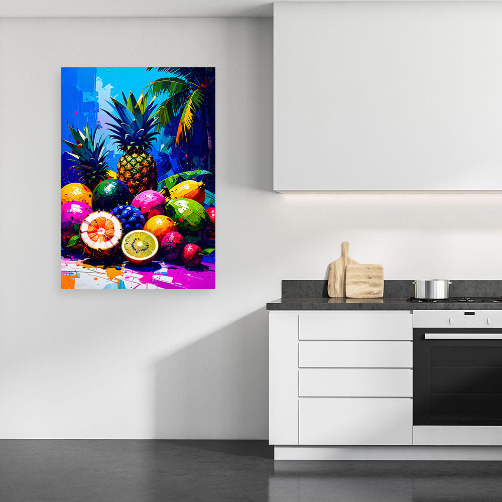 LEINWANDBILD Bunte tropische Früchte 70x100cm - Multicolor, Textil (70/100cm) - Feeby