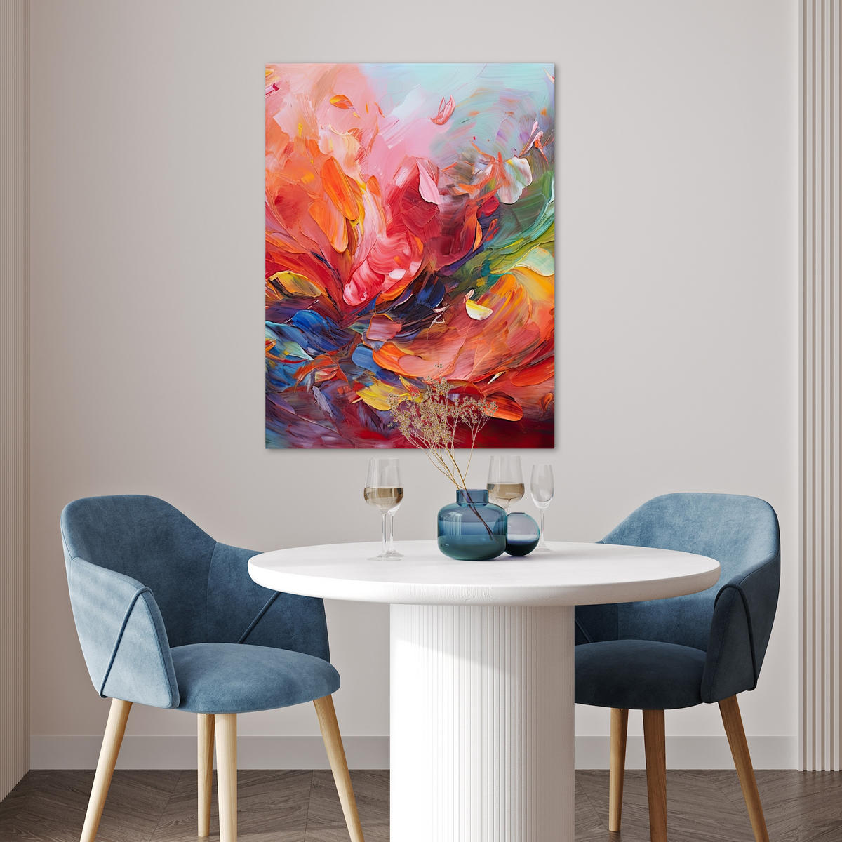 POSTER Ölgemälde - Kunst - Abstrakt - Farbenfroh 60x80 cm - Altrosa, Papier (60/80/0.1cm) - MuchoWow