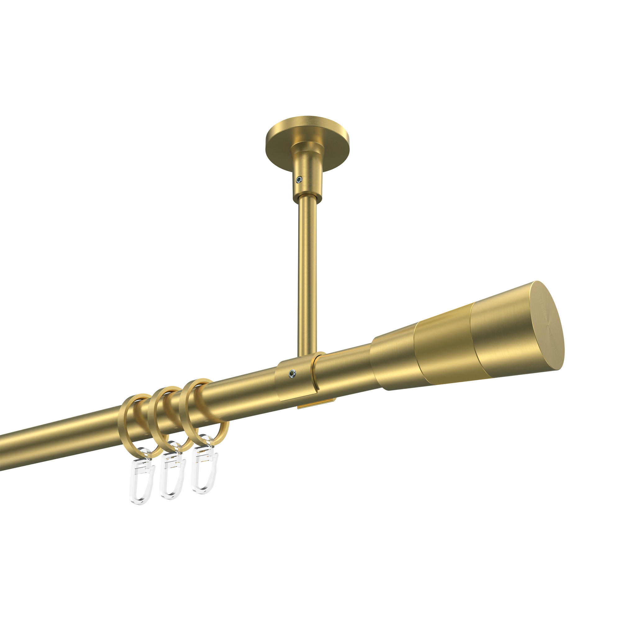 GARDINENSTANGEN-SET Sonette Tanara 100 cm, 1-läufig, 20 mm Ø Messing-Optik - Messingfarben/Goldfarben, Metall (100cm) - INTERDECO