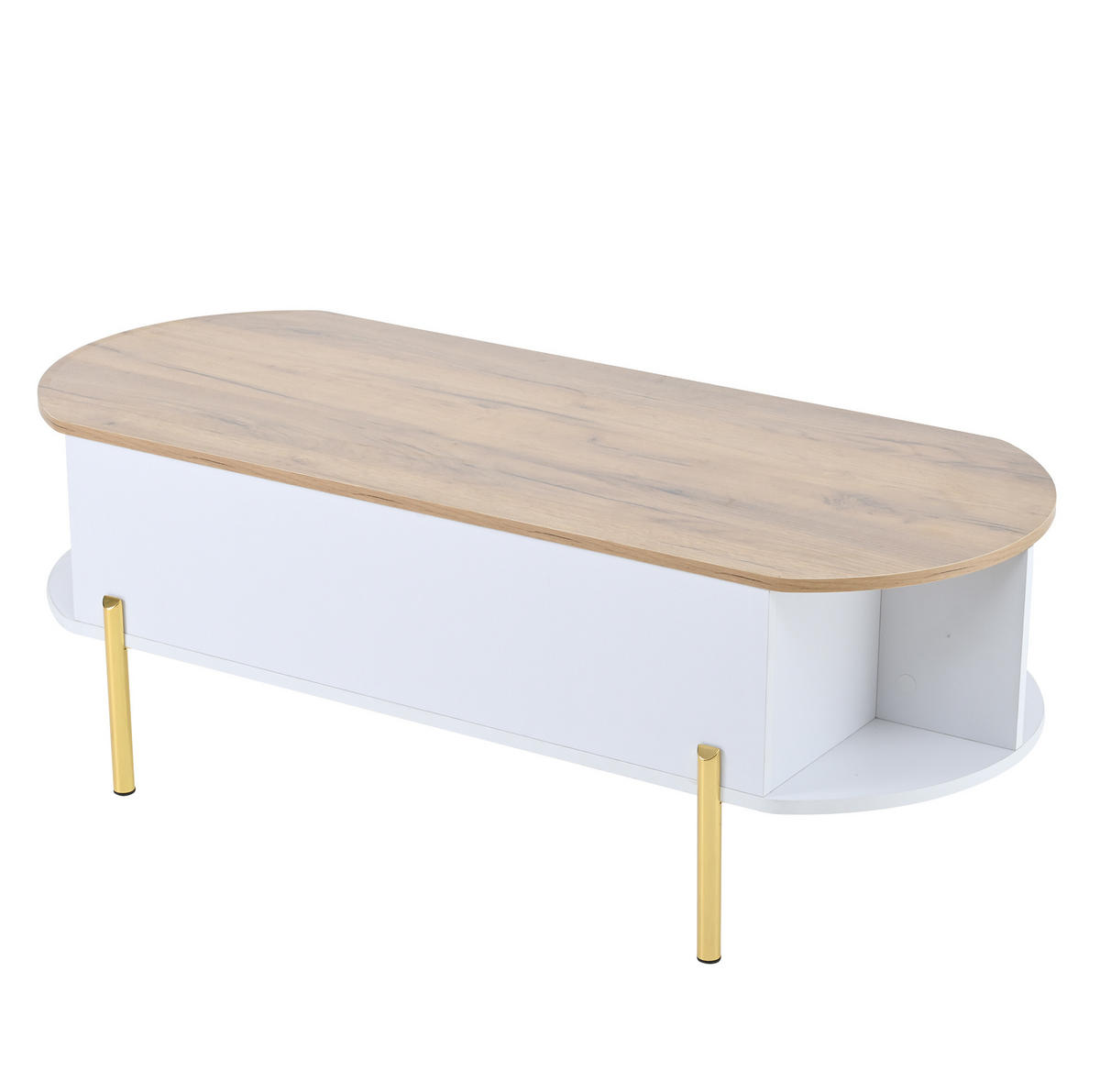 COUCHTISCH mit höhenverstellbarer Platte 120 x 50 cm Weiß - Weiß, Holz (120/50/43cm) - Meubliv