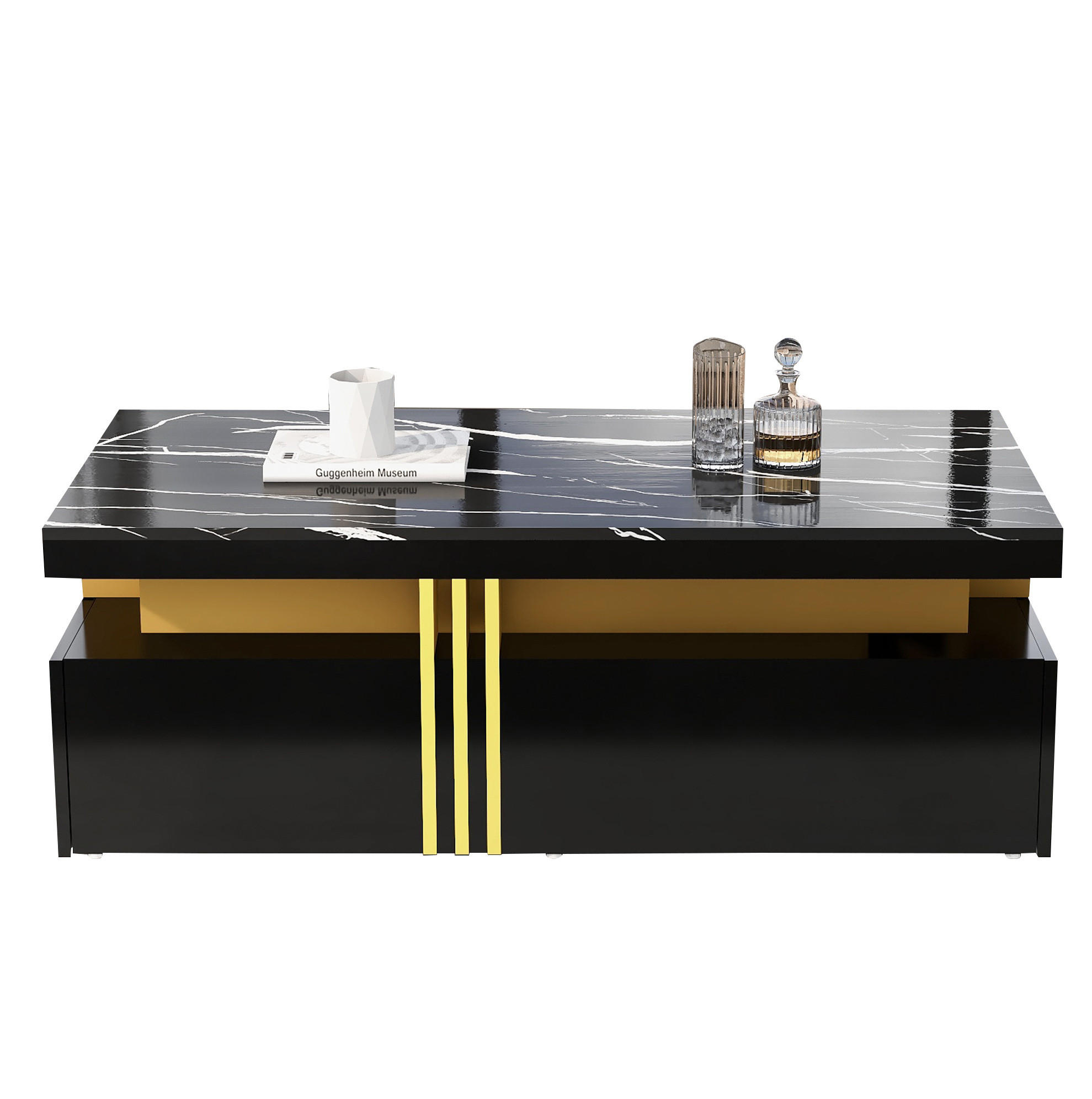 COUCHTISCH 100/50/40 cm schwarz aus Spanplatte mit 2 Schubladen - Schwarz, Holzwerkstoff (100/50/40cm) - OKMYHOME