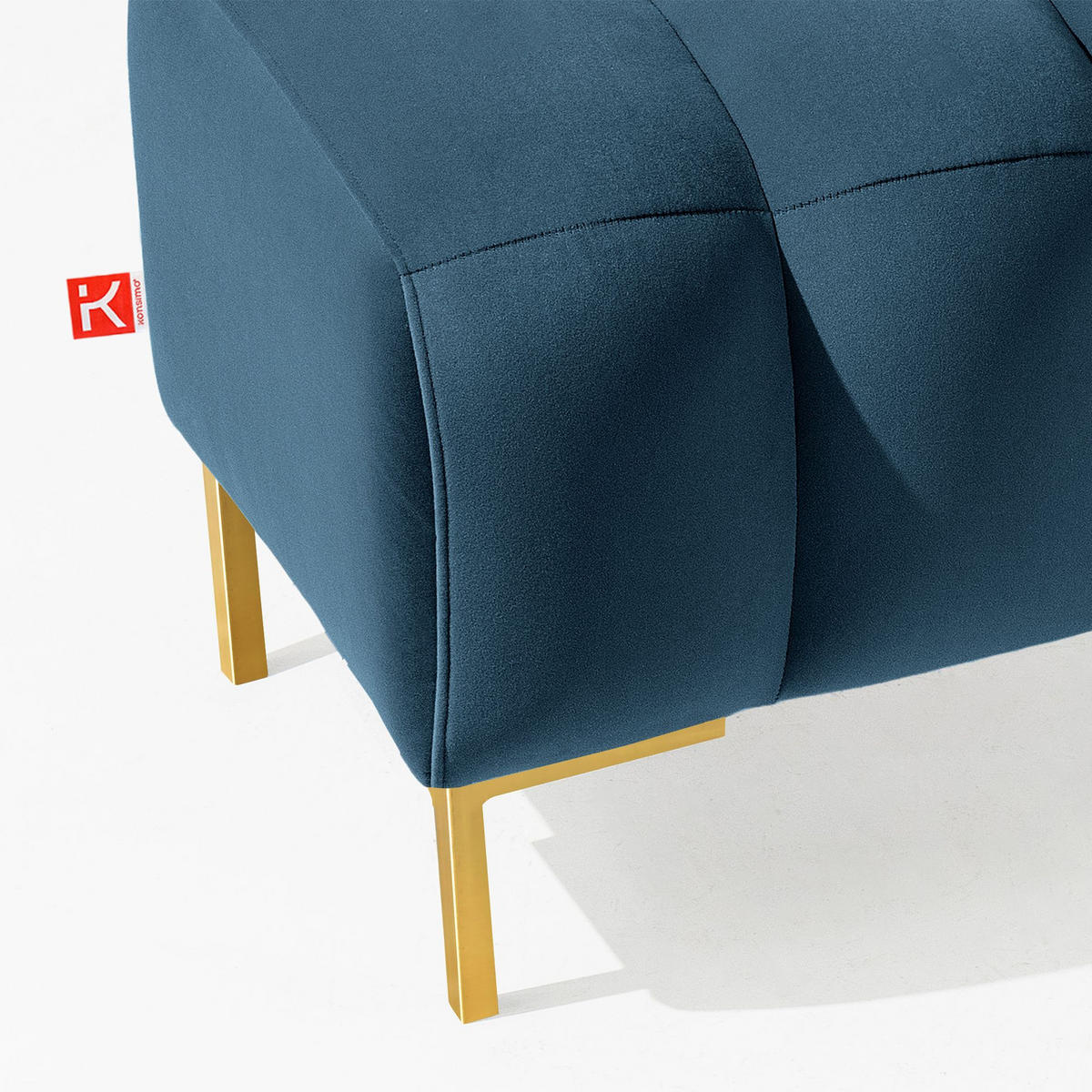 SITZHOCKER Polsterhocker PECCO, Veloursstoff - Blau/Goldfarben, Holz/Textil (120/50/50cm) - KONSIMO®