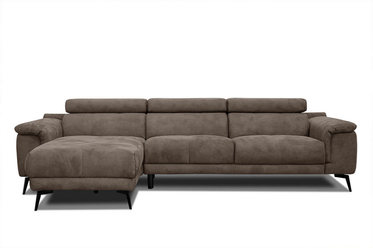 ECKSOFA FIERO 4-Sitzer, dunkelbraun - Dunkelbraun/Schwarz, Holzwerkstoff/Textil (158/269cm) - Courtois Laville