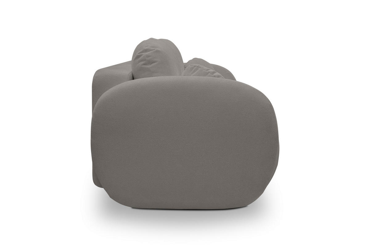 BETTSOFA AMICO Grau Bucle-Stoff mit Schlaffunktion - Grau, Holz (238/86.5/101cm) - MASSENO