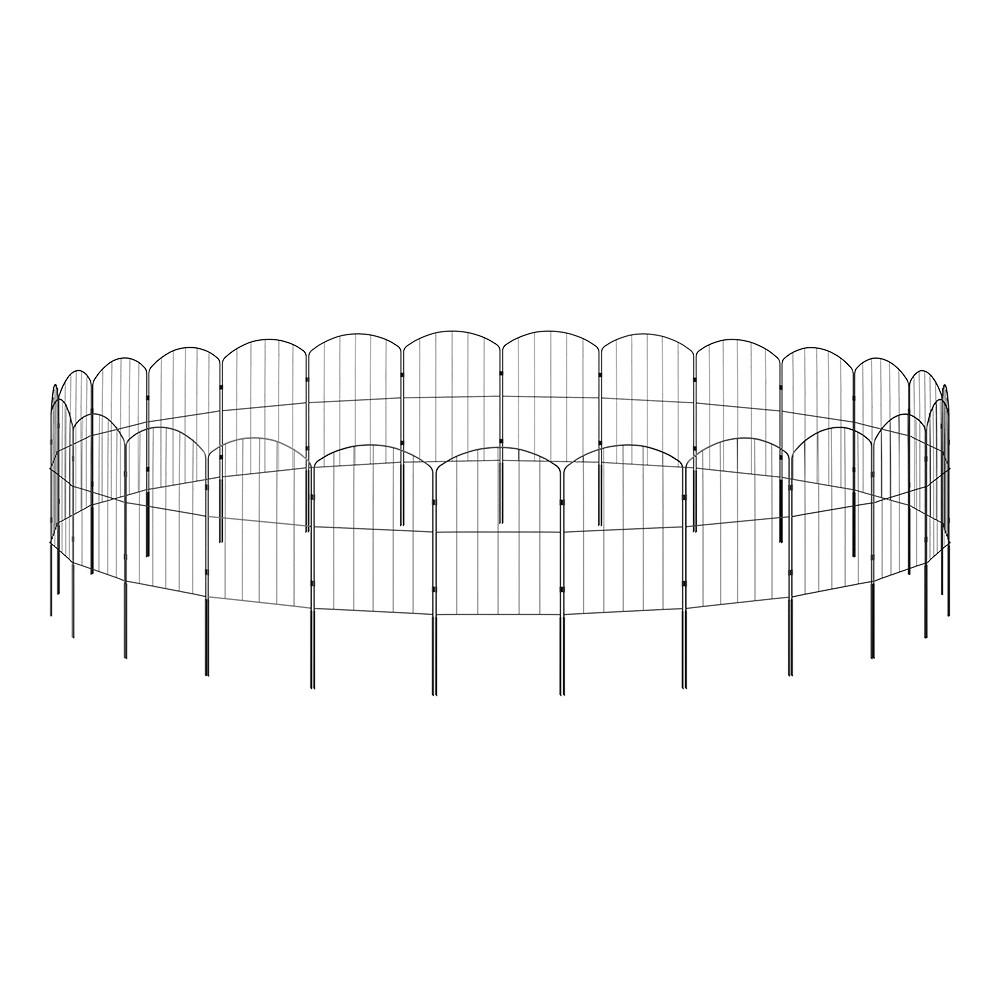 GARTENZAUN 25Stück aus Metall in Schwarz Abnehmbares Design Robuste Metallkonstruktion je Paneel: 31 cm B × 61 cm H - Schwarz, Metall (31cm) - Livingandhome