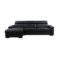 ECKSOFA Plutone Echtleder Schwarz - Schwarz, Leder/Metall (286/165cm)
